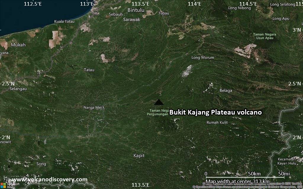 Satellite/aerial-type map of Bukit Kajang Plateau volcano (local scale medium)