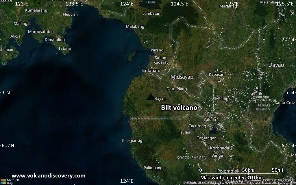 Satellite/aerial-type map of Blit volcano (local scale medium)