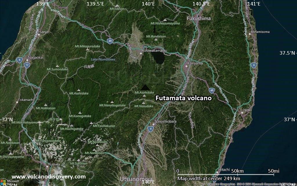 Satellite/aerial-type map of Futamata volcano (local scale medium)