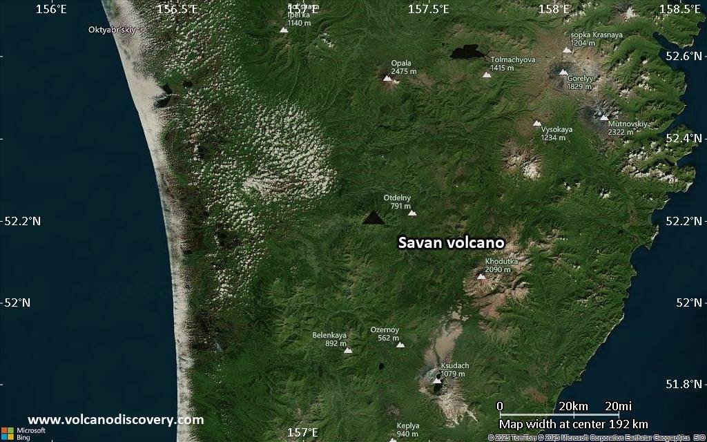 Satellite/aerial-type map of Savan volcano (local scale medium)