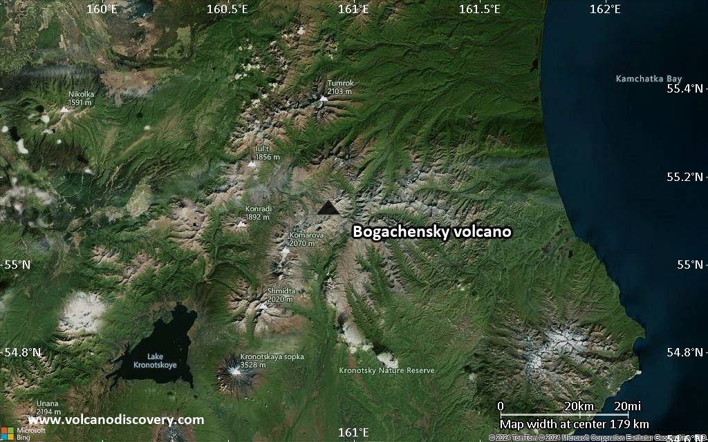 Satellite/aerial-type map of Bogachensky volcano (local scale medium)