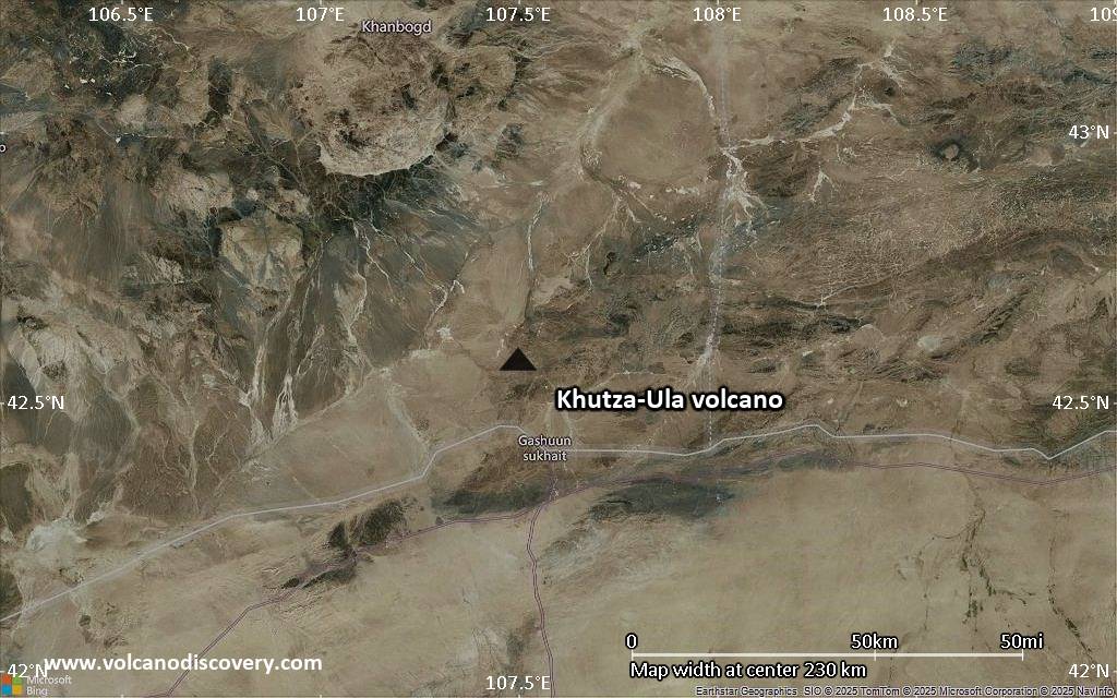 Satellite/aerial-type map of Khutza-Ula volcano (local scale medium)