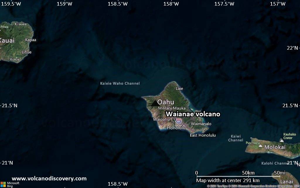 Satellite/aerial-type map of Waianae volcano (local scale medium)