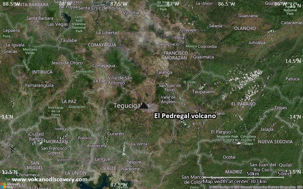 Satellite/aerial-type map of El Pedregal volcano (local scale medium)