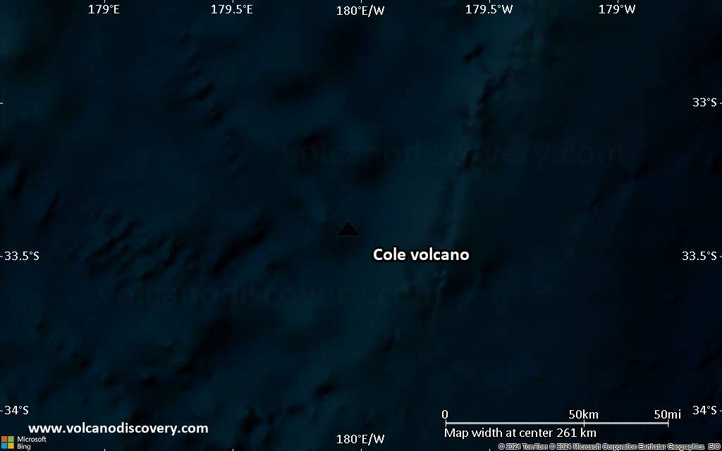 Satellite/aerial-type map of Cole volcano (local scale medium)