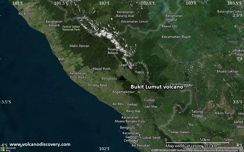 Satellite/aerial-type map of Bukit Lumut volcano (local scale medium)