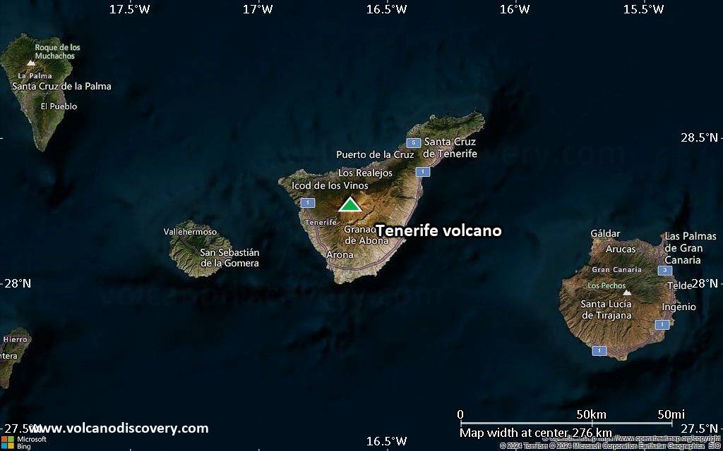 Satellite/aerial-type map of Tenerife volcano (local scale medium)