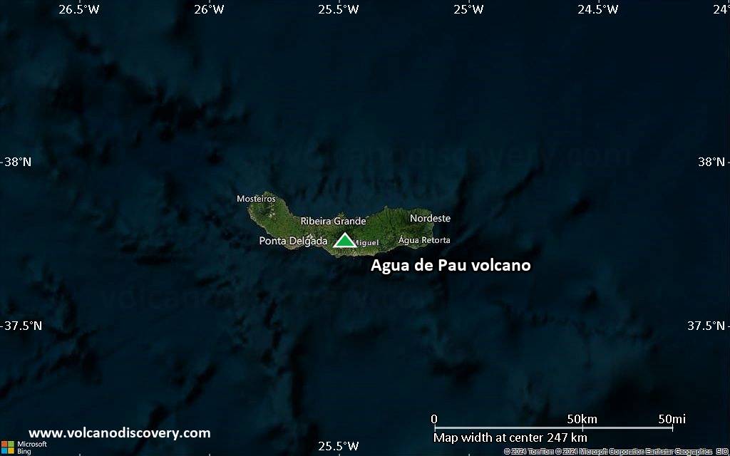 Satellite/aerial-type map of Agua de Pau volcano (local scale medium)
