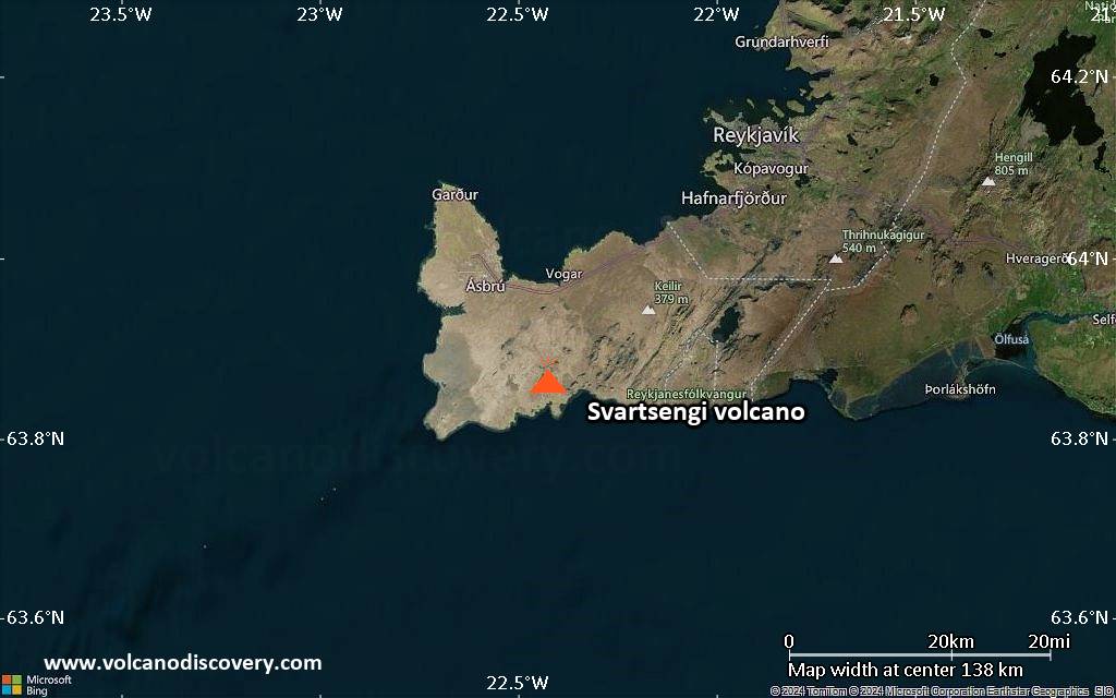 Satellite/aerial-type map of Svartsengi volcano (local scale medium)