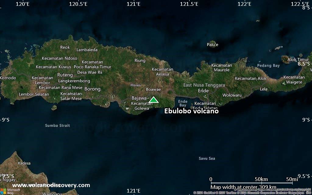 Satellite/aerial-type map of Ebulobo volcano (local scale medium)