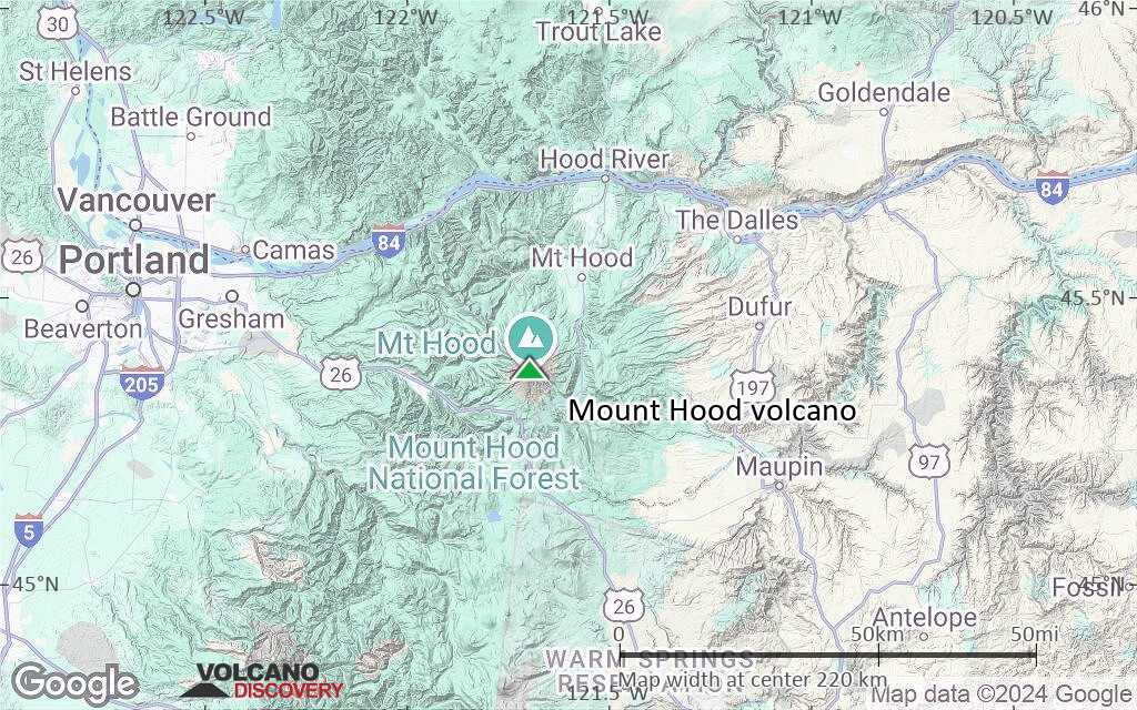 Terrain-type map of Mount Hood volcano (local scale medium)