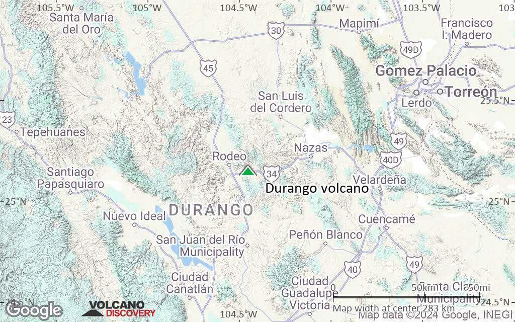 Terrain-type map of Durango volcano (local scale medium)