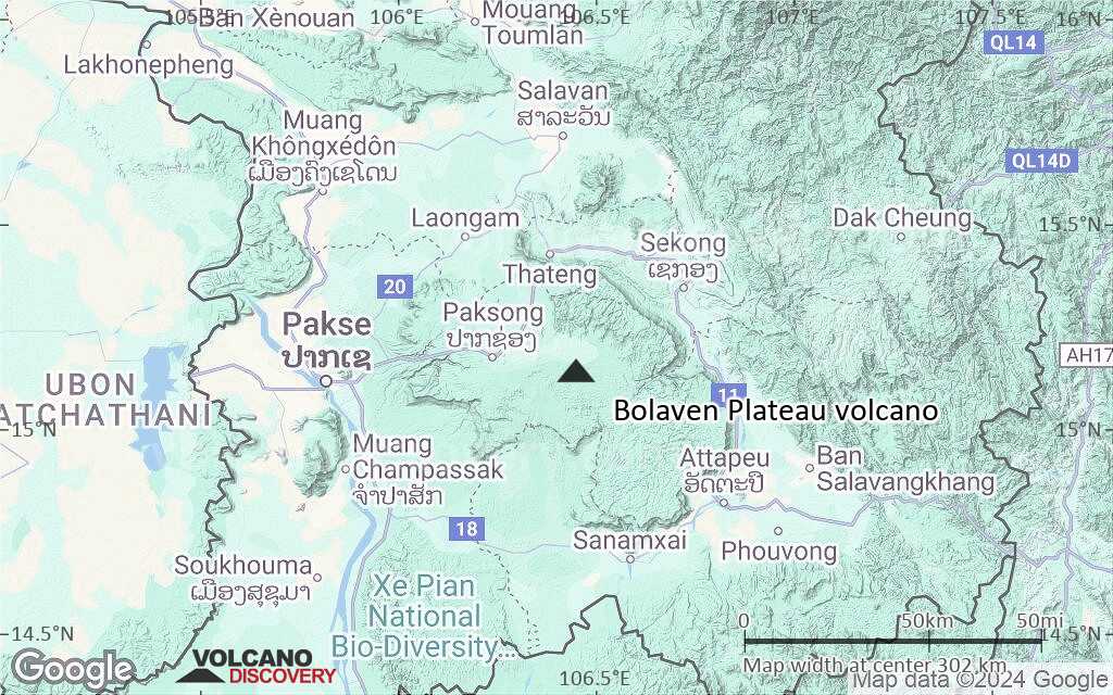 Terrain-type map of Bolaven Plateau volcano (local scale medium)