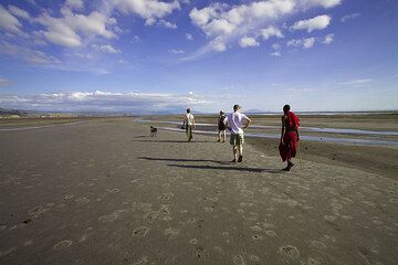 Damos un paseo hasta la orilla del lago, mal delimitada, para observar flamencos. (Photo: Tom Pfeiffer)