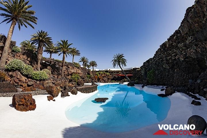 The pools were crated by the famous architect Cesar Manrique at the lava cave "jameos del qaua" on Lanzarote island. (Photo: Tobias Schorr)