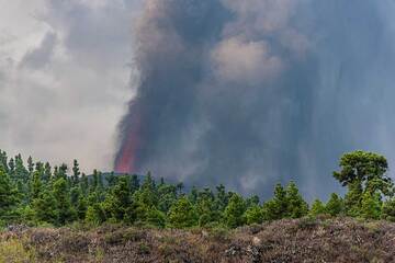 Curtains of ash falling from the eruption column (Photo: Tom Pfeiffer)