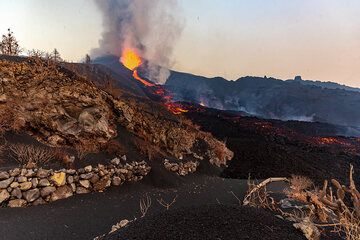 Coulée de lave traversant la route (Photo: Tom Pfeiffer)