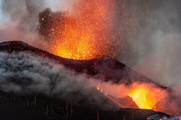Lava fountains from the summit and the flank vents (Photo: Tom Pfeiffer)