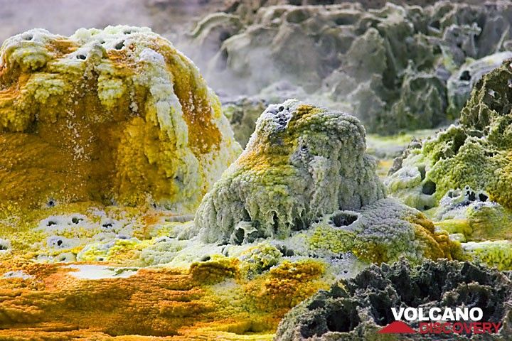 Des encroûtements en forme de dômes de sel multicolores - Dallol (Photo: Tom Pfeiffer)