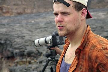 Franz on his first life volcano! (Photo: Tom Pfeiffer)