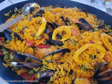 Paella with fresh seafood from the Saronic Gulf. (Photo: Tobias Schorr)