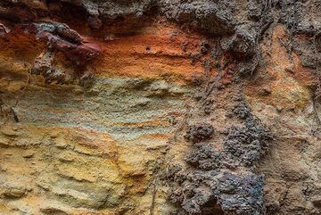 Colorful ore and fossil bearing sandstone (Photo: Tom Pfeiffer)
