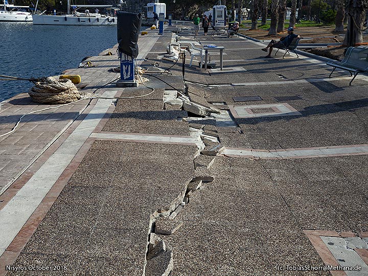 The destruction of the old port of Cos after the 2017 earthquake. (Photo: Tobias Schorr)