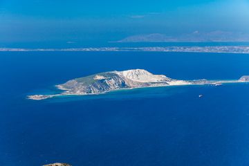 The island of Yali, seen from the summit of Nisyros island. (Photo: Tobias Schorr)