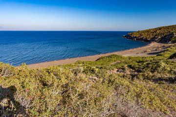 The most beautiful beach on Nisyros island - Lies beach. (Photo: Tobias Schorr)