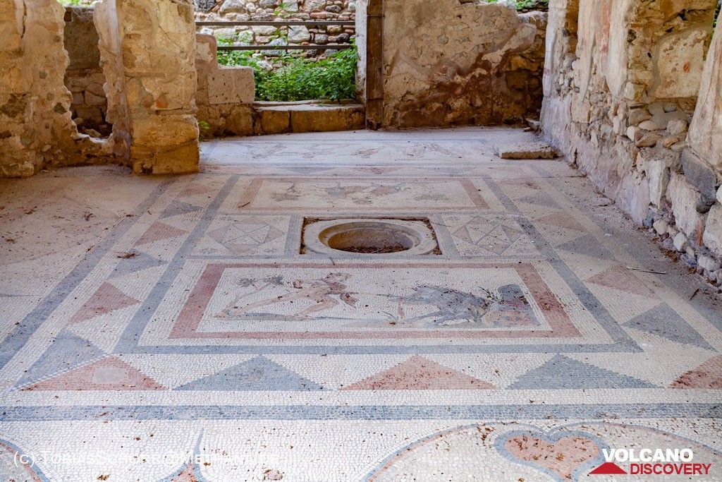 Mosaic in a rich Roman villa at the western excavations of Kos town. (Photo: Tobias Schorr)
