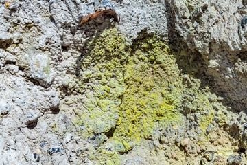 Sulphur at an fumarole in the Sousaki valley. (Photo: Tobias Schorr)