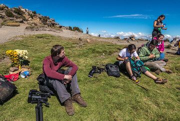 Resting on the summit of Santa Maria (3660 m), after a 4 hour climb. (Photo: Tom Pfeiffer)