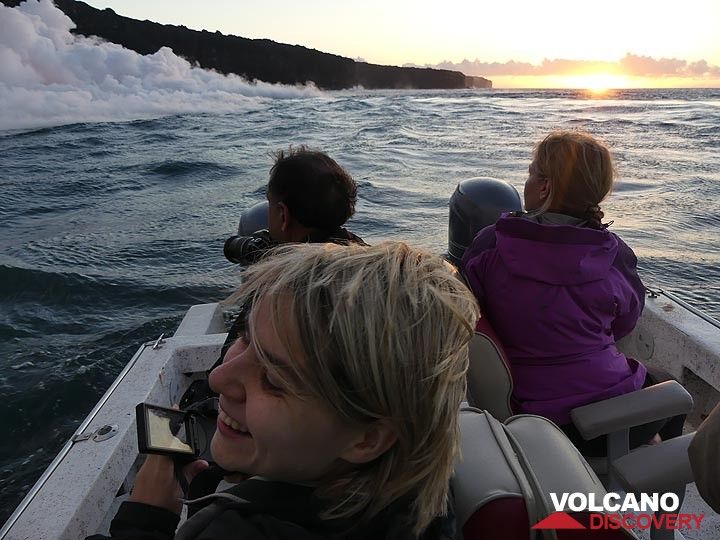 Day 5: The sunrise boat tour to the lava ocean entry at Kamokuna was one of the many highlights on this trip! (Photo: Ingrid Smet)