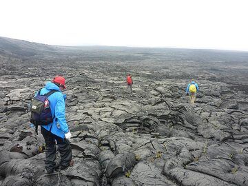 We are eventually able to tear ourselves away from the beautiful spectacle that Pele's has offered this morning and start making our 3 hours way back (Photo: Ingrid Smet)