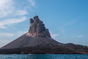 Die dichte Eruptionssäule dehnt sich schnell aus und beginnt auf den Seiten zusammenzubrechen. (Photo: Tom Pfeiffer)