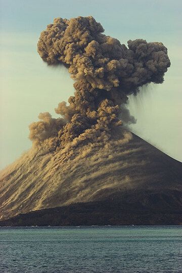 Eruption plume in the warm evening light. (Photo: Tom Pfeiffer)