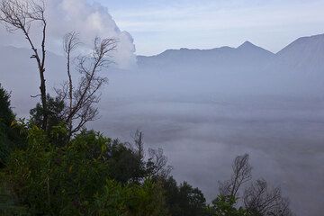 Bromo volcano in the mist of the Tengger caldera, East Java, Indonesia (Photo: Tom Pfeiffer)