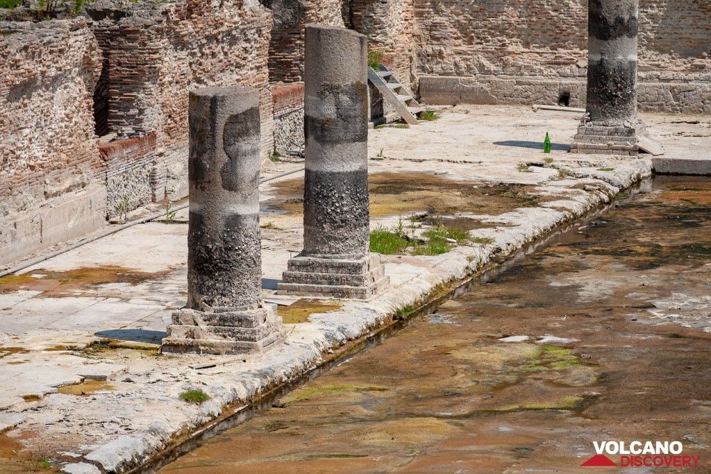 At these columns of the temple of Serapis you may find signs of the uplift and down lift of the area due to moving magma chambers in the Phlegrean fields. (Photo: Tobias Schorr)