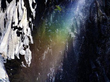 Rainbow in the cascades of the Cantara gorge on Sicily. (Photo: Tobias Schorr)