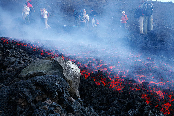 Photo of the Day: Observers at the new lava flow of Etna