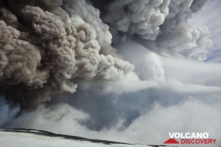 The eruption plume from Etna's paroxysm on 28 Feb 2013 drifting to the east. (Photo: Tom Pfeiffer)