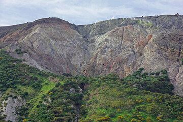 The Forgia Vecchia superiore (="upper old forge") crater, located on the N flank of the Fossa cone of Vulcano Island, and created during powerful explosions in 1727. (Photo: Tom Pfeiffer)