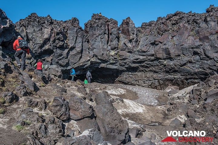A large lava cave at the base of Gorely (Photo: Tom Pfeiffer)