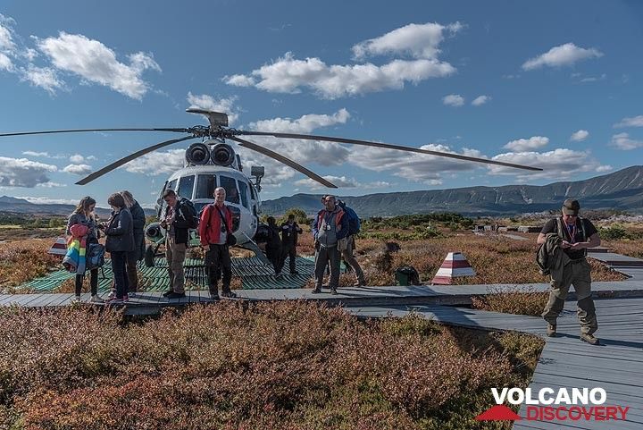 First stop as the helicopter has landed near the rangers' station. (Photo: Tom Pfeiffer)