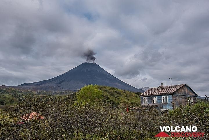 After an explosion at night during 3-4 Sep, the conduit of the volcano seems to have been "opened" again and we observe near-constant ash emissions during 4 Sep. (Photo: Tom Pfeiffer)