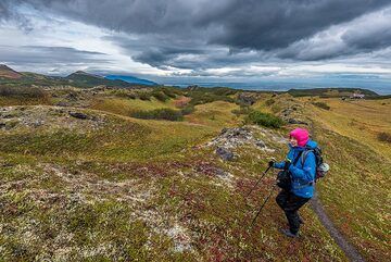 Shiveluch volcano is in the horizon hiding behind thick cluods. (Photo: Tom Pfeiffer)