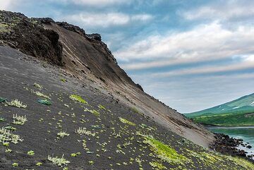 Slope of Taketomi cone, which formed as an island during the flank eruption of 1933-34 and has later been connected to the main island by sediments. (Photo: Tom Pfeiffer)