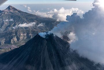 View from high above Colima's summit with Nevado in the background. (Photo: Ingrid Smet)
