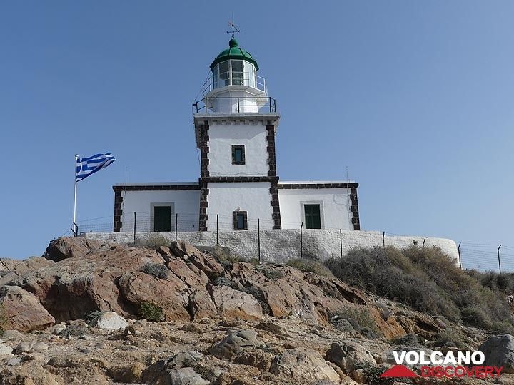 The Akrotiri lighthouse (faros) on the southernmost part of Thera island is build on top ca. 500 000 year old lava flows. (Photo: Ingrid Smet)