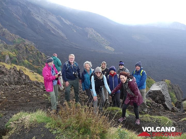 Photo de groupe au point de vue sur la Valle del Bove. (Photo: Ingrid Smet)